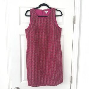 J. Crew Tweed Dress Sleeveless Pink Brown Career Party Cocktail 8 Barbie Sparkle